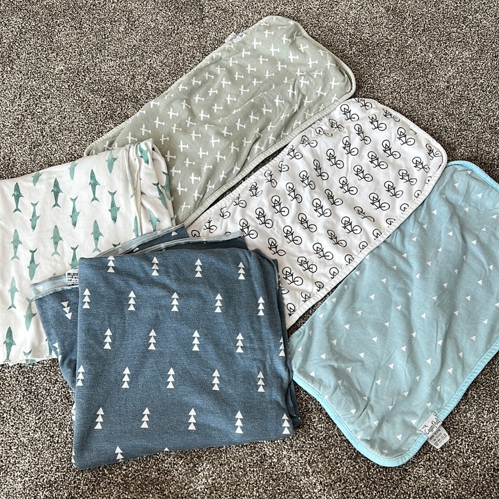 Copper pearl burp cloth and swaddle bundle